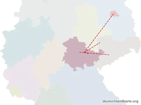 Vorschau: Entfernungskarte von der kreisfreien Stadt Weimar