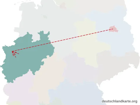 Vorschau: Entfernungskarte vom Kreis Wesel