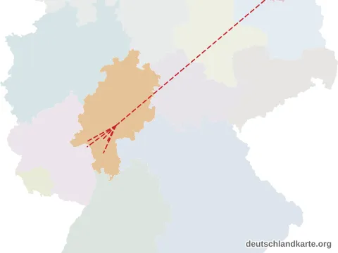 Vorschau: Entfernungskarte vom Wetteraukreis
