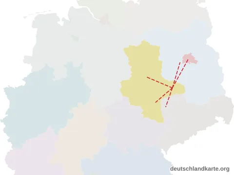 Vorschau: Entfernungskarte vom Landkreis Wittenberg