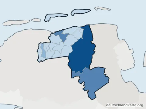 Vorschau: Einwohnerkarte vom Landkreis Wittmund