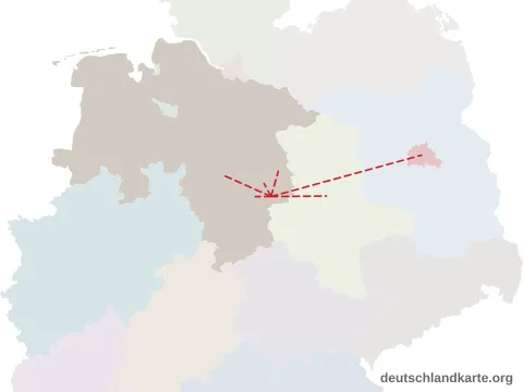 Vorschau: Entfernungskarte vom Landkreis Wolfenbüttel
