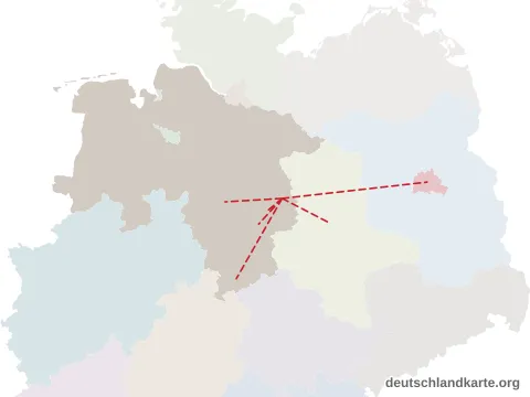 Vorschau: Entfernungskarte von der kreisfreien Stadt Wolfsburg