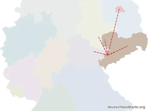 Vorschau: Entfernungskarte vom Landkreis Zwickau