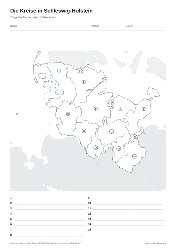 Vorschau: Arbeitsblatt „Die Kreise in Schleswig-Holstein“